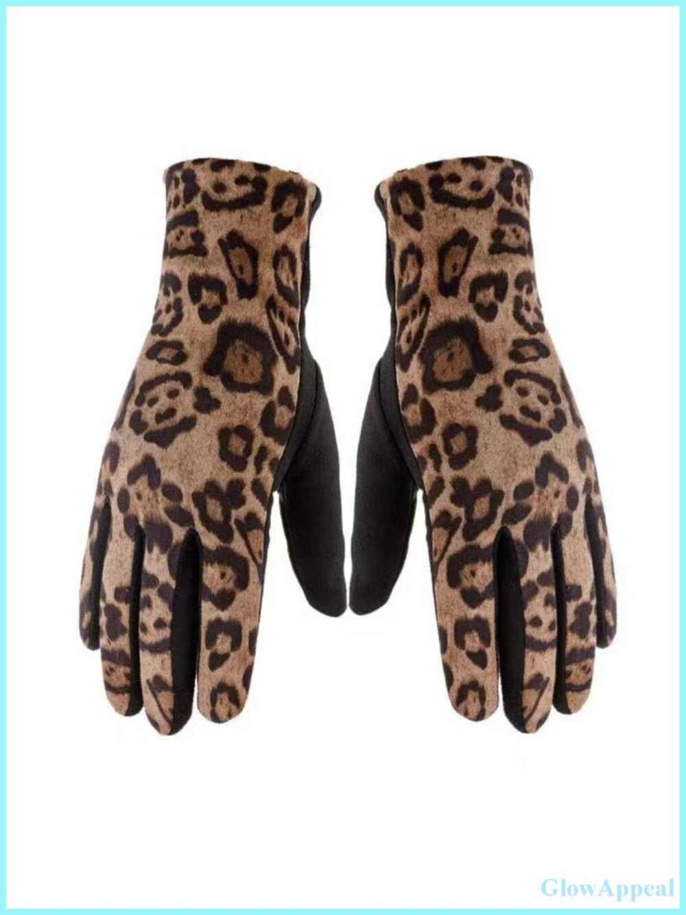 Women's Leopard Print Stretch Fleece Touchscreen Gloves Cold Weather Driving